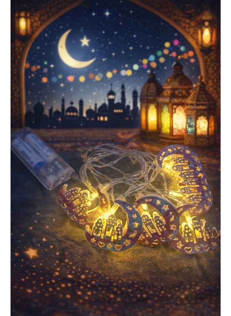 Ramadan, Eid Decorations Star String Lights, Mubarak Ramadan Moon Star Lantern Lamp, 10 LEDs Battery Operated Islamic Moon Lights, Eid Ramadan Decor for Home and Outdoor, Eid Star Moon - Image 2